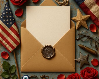 Cultural Flat Lay Mockup: Blank Card & Envelope (Digital Download)