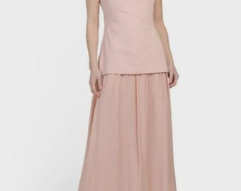MOON RIVER Strapless Mixed Media Maxi Dress NEW Light pink Small-S
