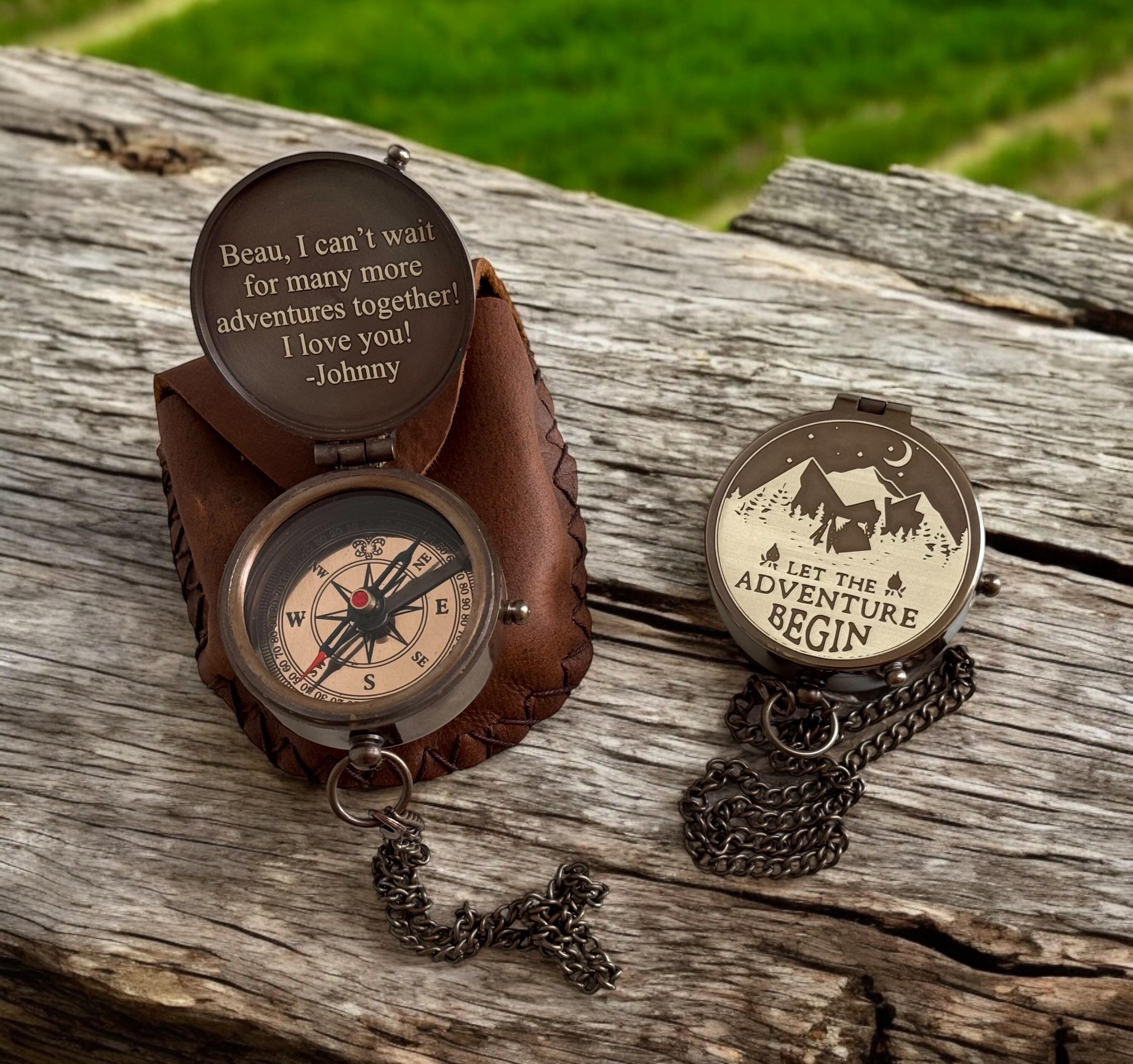 Personalized Engraved Brass Compass – Antique Working Pocket Compass ...