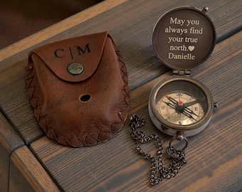Personalized Brass Compass, Engraved Working Compass: Anniversary ,Groomsmen Gift for Him