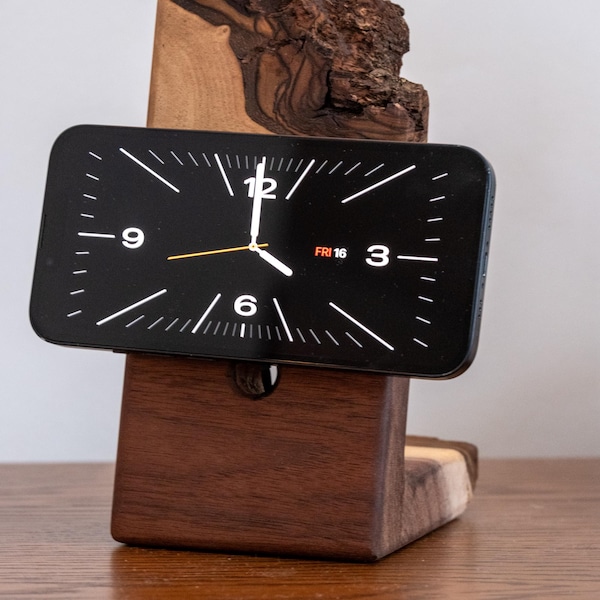 Cargador magnético inalámbrico Live Edge Walnut (cargador inalámbrico incluido)