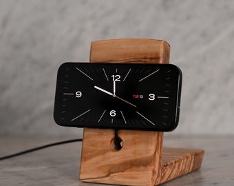 Handmade Minimalist Olivewood Wireless Magnetic Phone Charger (Charger Included)