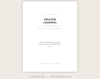 Dziennik modlitwy do druku w formacie PDF | Minimalistyczny chrześcijański dziennik modlitwy | Wdzięczność i wysłuchane modlitwy | Szablon codziennej modlitwy do natychmiastowego pobrania