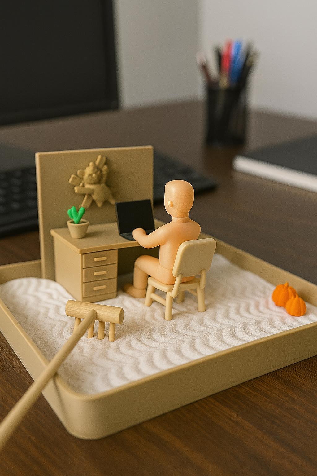 Fresh Look at Cat Theme Zen Garden Sensory Stress Relief Office Desk Decoration