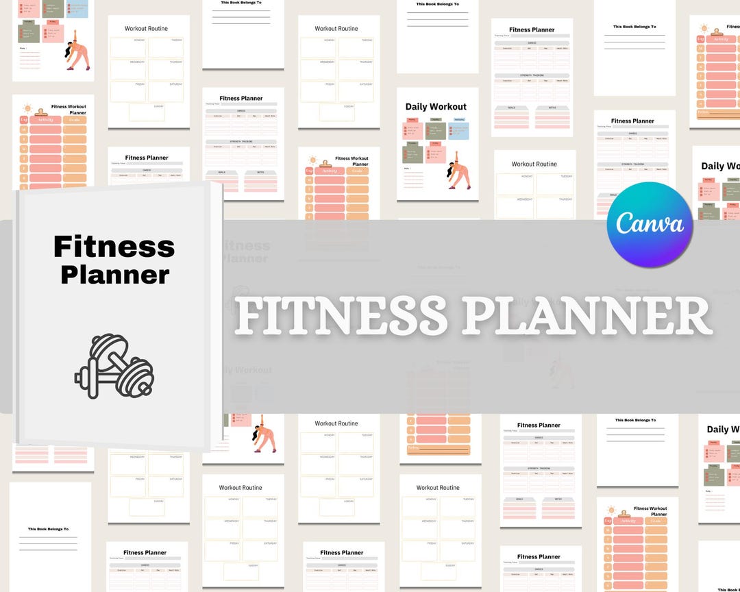 Fitness Planner Canva Template | Editable Workout & Meal Planner ...