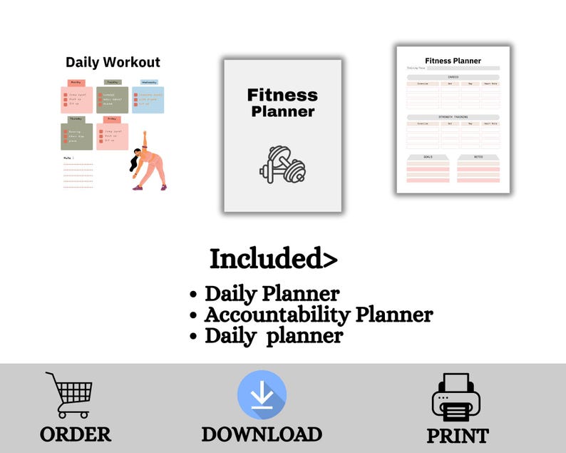 Fitness Planner Canva Template | Editable Workout & Meal Planner ...