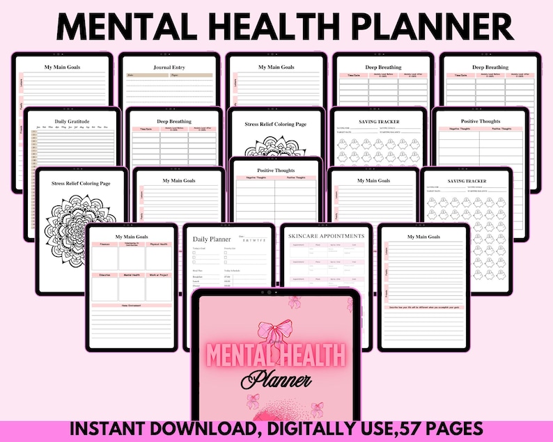 Self Care Digital Planner, Mental Health Planner Printable, Self-care ...
