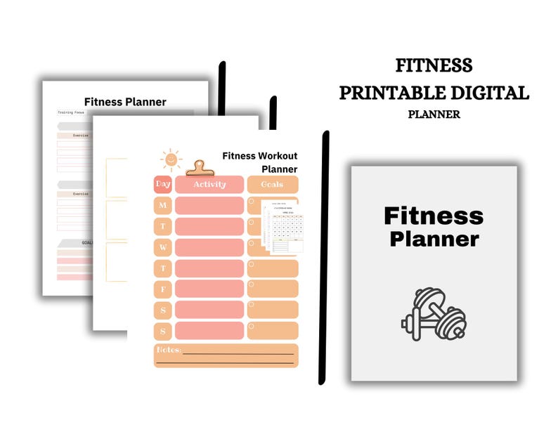Fitness Planner Canva Template | Editable Workout & Meal Planner ...