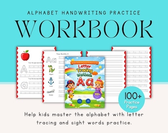 Alphabet-Ablaufverfolgungsarbeitsbuch A - Z | Buchstabenüben für die Vorschule und den Kindergarten | ABC Handschrift | Tage & Monate Arbeitsheft | Druckbares PDF