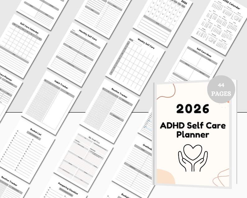 2026 ADHD Self-care Planner Canva Template | ADHD Daily Planner Adults ...