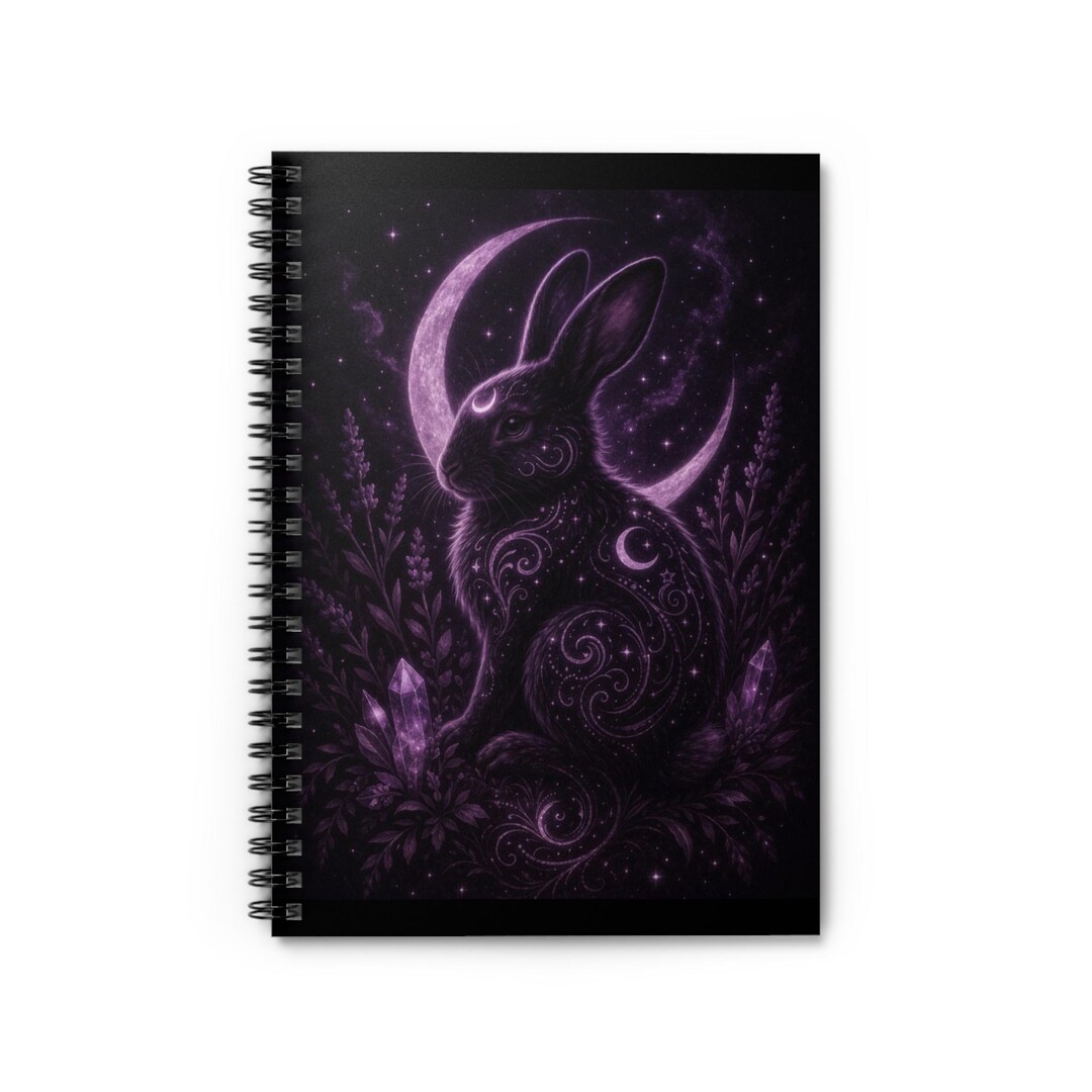 Mystic Moon Rabbit Spiral Notebook | Ruled - Etsy