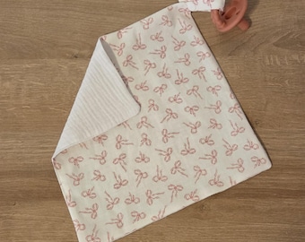 Mini Pink Bows Pacifier Lovey - Baby Security Blanket - Hand Sewn Lovey - Baby Shower Gift