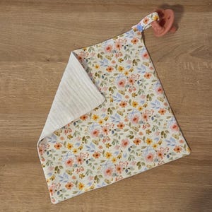 Flowers And Bows Pacifier Lovey - Baby Security Blanket - Hand Sewn Lovey - Baby Shower Gift