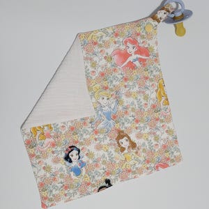 Princess Pacifier Lovey - Baby Security Blanket - Hand Sewn Lovey - Baby Shower Gift - Disney Princess Inspired