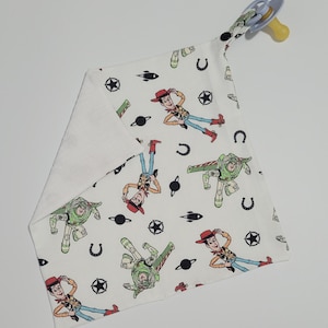 Toy Story Pacifier Lovey - Baby Security Blanket - Toy Story - Hand Sewn Lovey - Toy Story Baby -