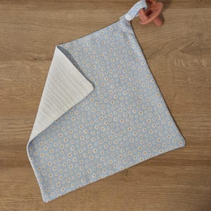Blue Daisy Pacifier Lovey - Baby Security Blanket - Hand Sewn Lovey - Baby Shower Gift