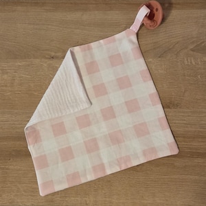 Pink Gingham Pacifier Lovey - Baby Security Blanket - Hand Sewn Lovey - Baby Shower Gift