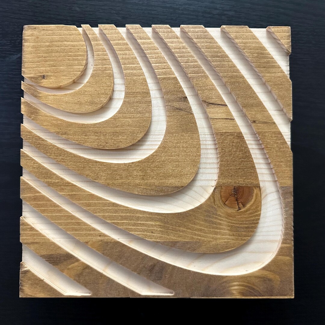 Modern Wood Wall Art – CNC Carved Geometric Wave Design - Etsy