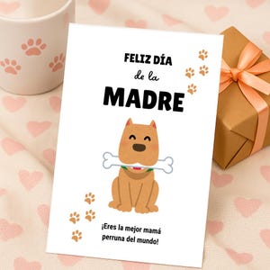 Tarjeta Día de la Madre para Mamás de Perros – A4, Vertical o Plegable. ¡En Castellano! Perfecta para Mamás Perrunas Especiales y Únicas
