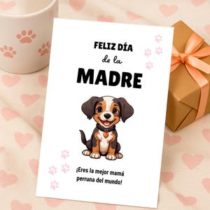 Tarjeta Día de la Madre para Mamás de Perros – A4, Vertical o Plegable. ¡En Castellano! Perfecta para Mamás Perrunas Especiales y Únicas