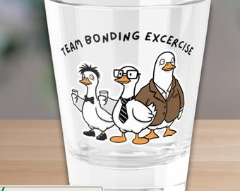Funny Duck Team Bonding Shot Glass – Sarcastisch kantoorcadeau, 1,5 oz