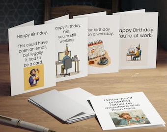 Sarcastische kantoorverjaardagskaarten Dry Humor Work-verjaardagskaart voor collega's - set van 5