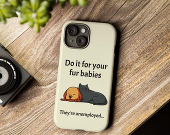 Funny Pet Lover-telefoonhoesje | Illustratie werkloze hond en kat