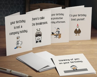 Sarcastische kantoorverjaardagskaarten Dry Humor Work-verjaardagskaart voor collega's - set van 5