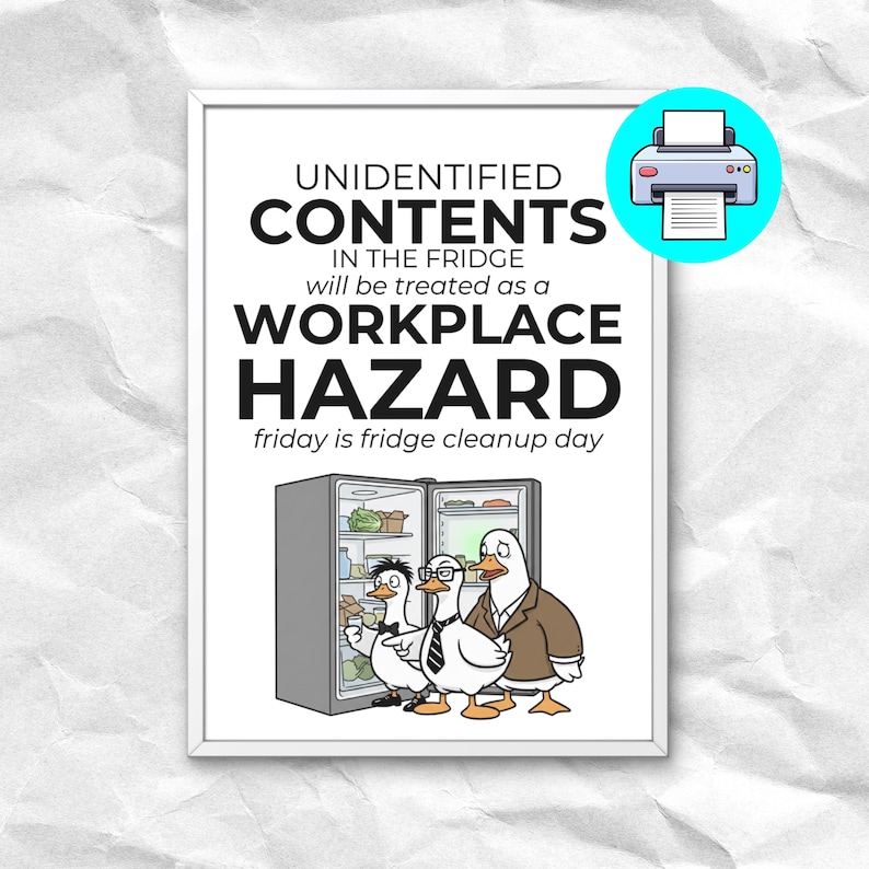 Funny Office Kitchen Cleaning Signs - Unidentified Contents Fridge ...