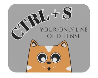 Muismat grappige kat: CTRL+S, Opslaan, codeercadeau
