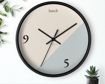 Minimalistische kantoorwandklok, lunchtijdontwerp, decor Workday Humor