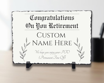 Aangepaste plaquette met pensioen leisteen - gepersonaliseerd cadeau "permanente aftakas" - afscheidscadeau collega