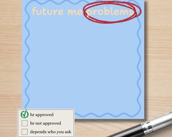 Post-it-notitieblok Future Me Problems | Blauwe plaknotities, grappig bureauaccessoire