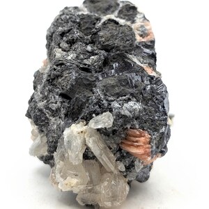 Cerusyt z barytem i galeną, okaz kryształowy, naturalny minerał ekspozycyjny