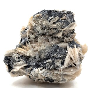 Cristales de cerusita drusa con láminas de barita, muestra de exhibición de alta calidad, piedra natural, 134 g