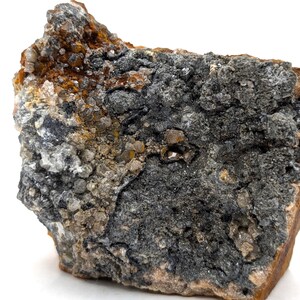 Ejemplar de cristal de cerusita marroquí con barita y galena, mineral natural de exhibición