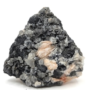 Baryt mit Cerussit und Galena Kristallen auf Matrix, Marokkanische Mineraliensammlung
