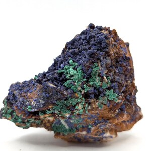 Blue Azurite with Green Malachite Crystals on Dolomitic Matrix