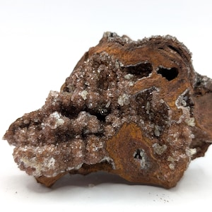 144 g. Natural Adamite and Calcite Crystals on Limonite, Mexican Mineral Collection, 8.2 x 3.3 x 6.1 cm