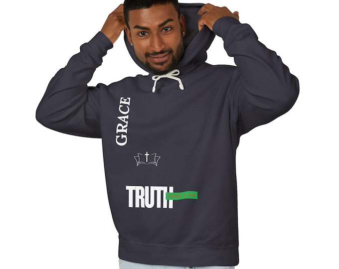 Featured listing image: Religious Lightweight Hoodie, Graceful Christian Unisex Sweatshirt, Inspirational Word of God, Thankful Hooded Top, Faith Apparel