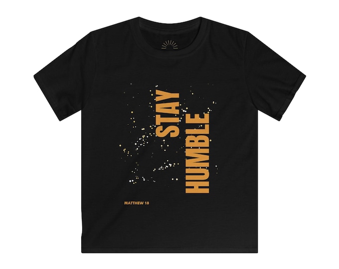Featured listing image: Faith Inspired Kids Softstyle Tee, Humble Like a Little Child, Love and Respect for God, Believer of Christ, Reminder Tee, Christian Kids