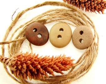 Colorful Buttons, Natural Beach Stone Buttons 3 pcs- Big Stone Connectors Organic for Sewing, Jewelry, Diy Beads Pebbles