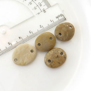 Double Drilled Beach Stone Medium Connectors, Jewelry Supplies, Organic Beads, Rare Colors image 2