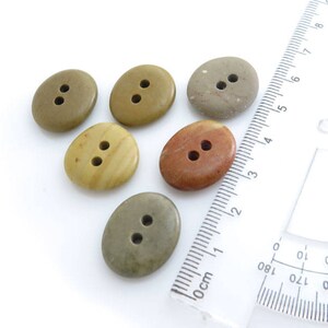 Double Drilled Natural Beach Stone Buttons 6 pcs, OOAK Buttons, Sewing Supplies, Jewelry making Organic Beads image 2