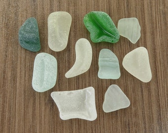 Thick Undrilled Sea Glass Bottle Parts, Original Surf Tumbled Beach Glass for Wrapping Jewelry Mosaic DIY Smooth Shapes