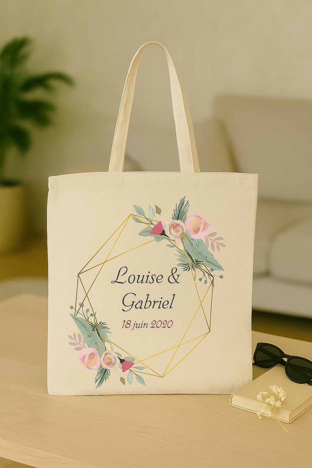 10 Personalized Wedding Tote Bags Floral Frame X10 - Etsy