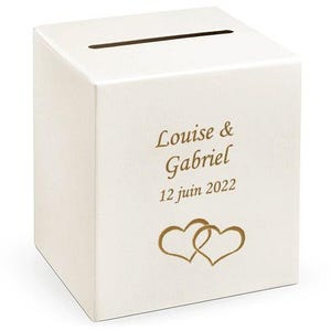 Urne Mariage Personnalisée Double Coeurs