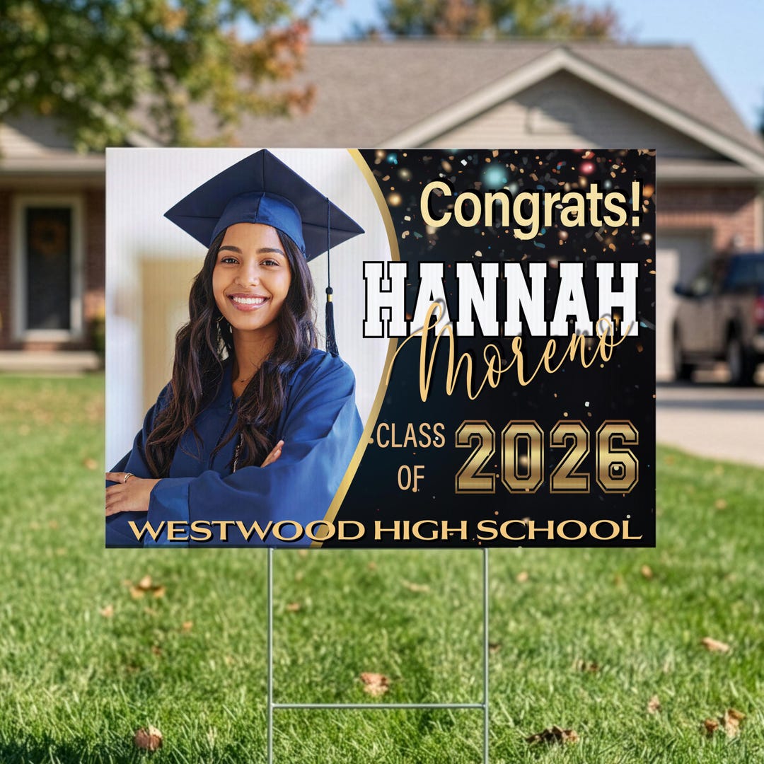 Custom Photo Graduation Yard Sign, Class of 2026 Lawn Decor (h-stake ...