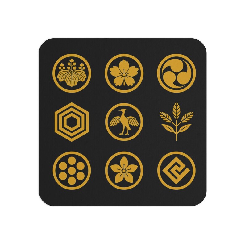 Premium Japanese Kamon Drink Coasters(black) - Modern & Traditional ...