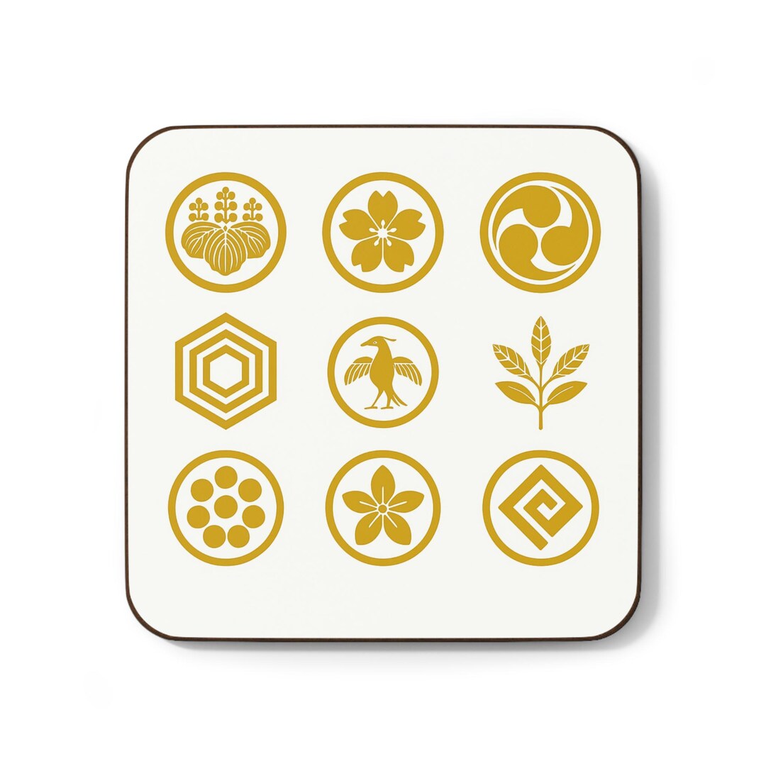 Japanese Kamon Coaster-white Background, Traditional & Modern Japanese ...